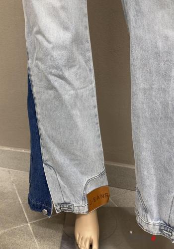 Denim ausgestellte Jeans aus Baumwolle mit Taschen mit Reißverschluss - ph 4