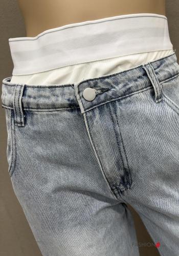 Denim ausgestellte Jeans aus Baumwolle mit Taschen mit Reißverschluss - ph 5