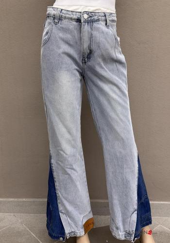 Denim ausgestellte Jeans aus Baumwolle mit Taschen mit Reißverschluss - ph 6