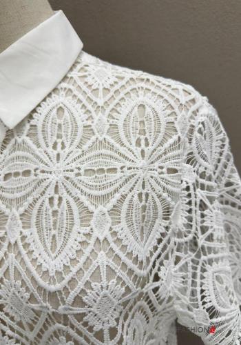 Camicia maniche corte con colletto Fantasia ricamata con bottoni - ph 3
