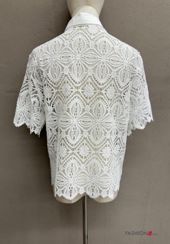 Camicia maniche corte con colletto Fantasia ricamata con bottoni - ph 5