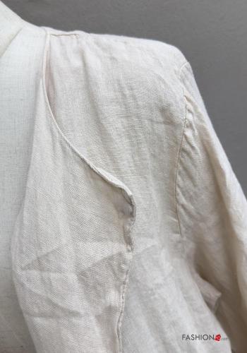 long sleeve Linen Duster Coat with pockets - ph 4