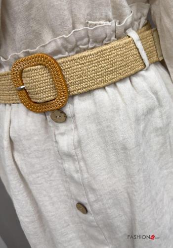 Jupe en Lin longue avec ceinture avec poches à boutons - ph 3