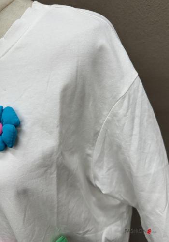T-shirt in Cotone maniche corte girocollo Fantasia floreale - ph 2