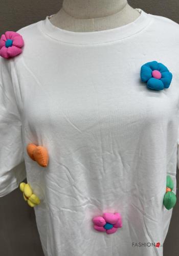 T-shirt in Cotone maniche corte girocollo Fantasia floreale - ph 4