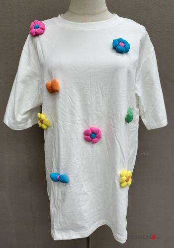 T-shirt in Cotone maniche corte girocollo Fantasia floreale - ph 6