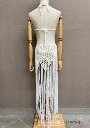 Copricostume in Cotone lungo a rete scollato sulla schiena con paillettes con frange - ph 2
