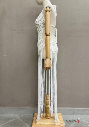 Copricostume in Cotone lungo a rete scollato sulla schiena con paillettes con frange - ph 6