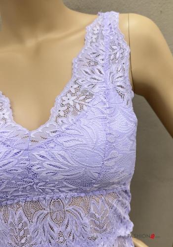 Top scollato sulla schiena Fantasia ricamata scollo a V con coppe - ph 2