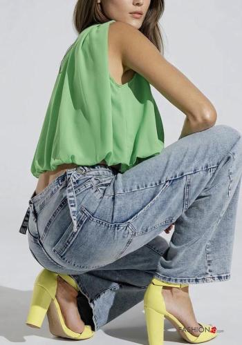 with buckle Cotton Jeans with buttons with zip - ph 3