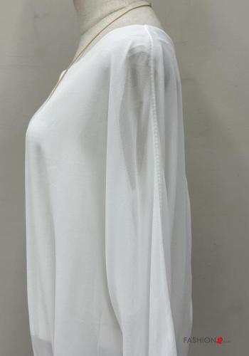 Blusa cuello redondo con nodo con collar manga tres cuartos - ph 4