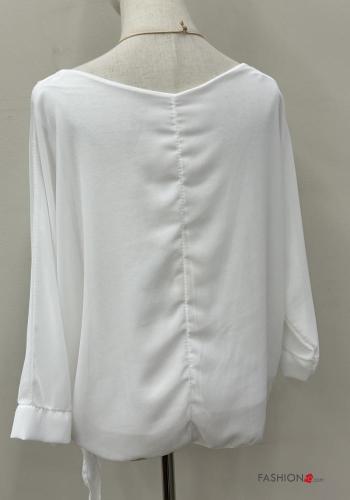 Blusa cuello redondo con nodo con collar manga tres cuartos - ph 5