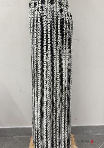 Besticktes Muster lange Hose aus Baumwolle mit gummizug - ph 3