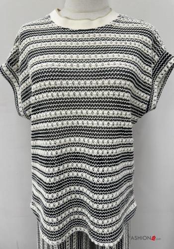 T-shirt in Cotone maniche corte girocollo Fantasia ricamata - ph 2