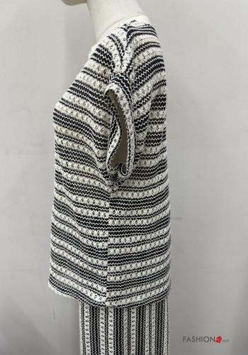 T-shirt in Cotone maniche corte girocollo Fantasia ricamata - ph 4