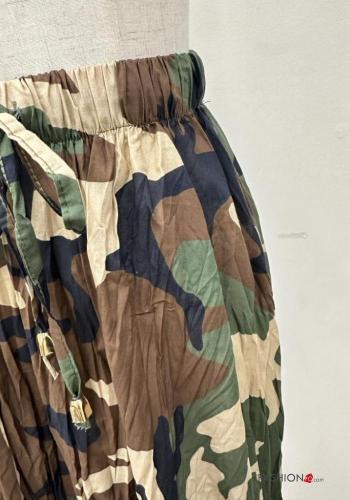 Gonna in Cotone lungo Fantasia camouflage con elastico - ph 2