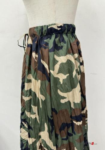 Gonna in Cotone lungo Fantasia camouflage con elastico - ph 3