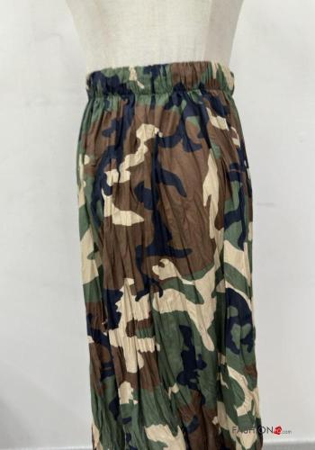 Gonna in Cotone lungo Fantasia camouflage con elastico - ph 4