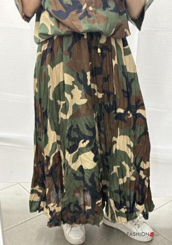 Gonna in Cotone lungo Fantasia camouflage con elastico - ph 5