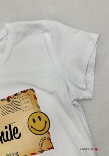 Patterned short sleeve crew neck Cotton T-shirt - ph 2