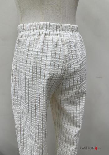 Streifenmuster Hose aus Baumwolle mit Taschen mit gummizug - ph 2