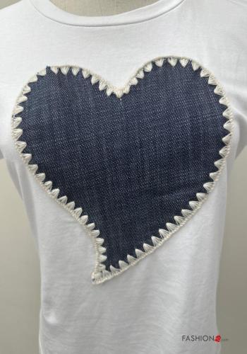 T-shirt in Cotone maniche corte girocollo Fantasia cuore - ph 2