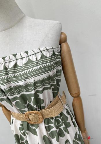 Abito in Cotone senza maniche lungo con cintura con elastico - ph 5