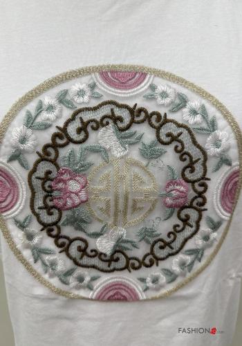 Embroidered short sleeve crew neck Cotton T-shirt - ph 2