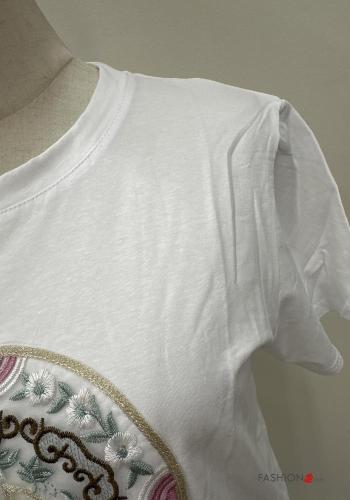 Embroidered short sleeve crew neck Cotton T-shirt - ph 3
