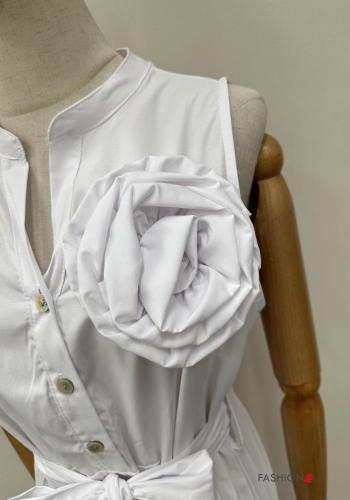 Abito in Cotone senza maniche lungo con bottoni con cintura in stoffa - ph 4