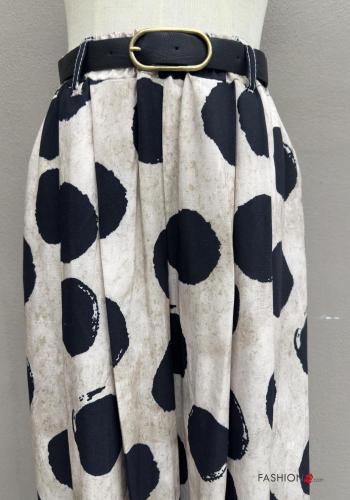 gepunktet wide leg Hose aus Leinen mit Gürtel mit gummizug mit Taschen - ph 2
