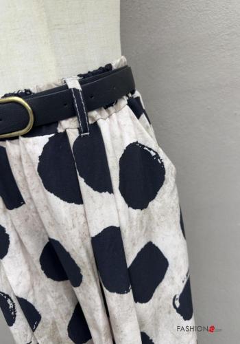 gepunktet wide leg Hose aus Leinen mit Gürtel mit gummizug mit Taschen - ph 3