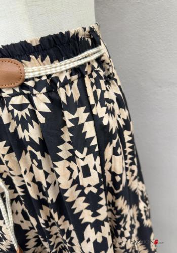 Batik print long Cotton Skirt with string with elastic with belt - ph 2