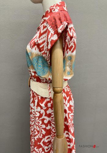 Jumpsuit in Cotone wide leg maniche corte con colletto con cintura con bottoni - ph 5