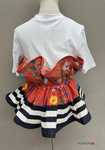 pleated short sleeve Cotton T-shirt with flounces - ph 4