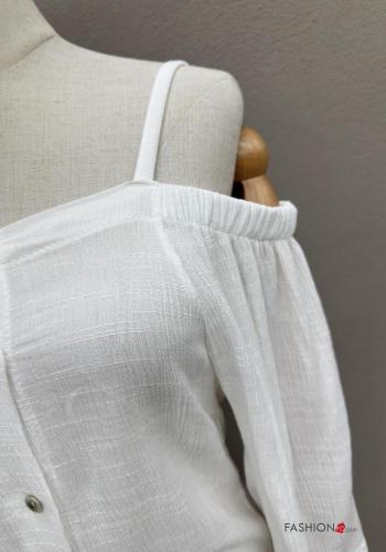 Blusa con nodo con botones escote bardot - ph 3