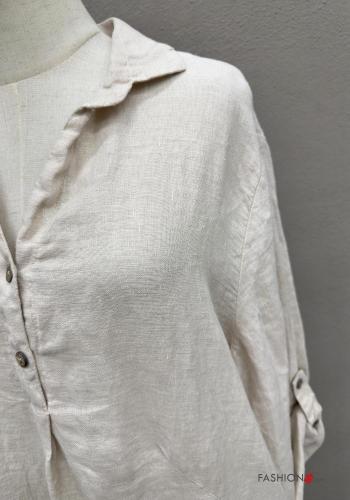 Abito in Lino lungo con colletto con bottoni - ph 2