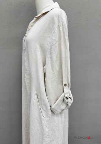 Abito in Lino lungo con colletto con bottoni - ph 3