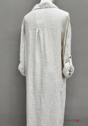 Abito in Lino lungo con colletto con bottoni - ph 5