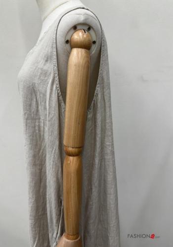 Robe en Lin sans manches oversize asymétrique à volants à col en V - ph 5