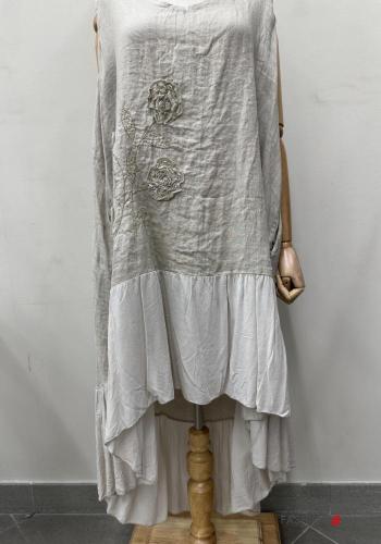 Robe en Lin sans manches oversize asymétrique à volants à col en V - ph 6