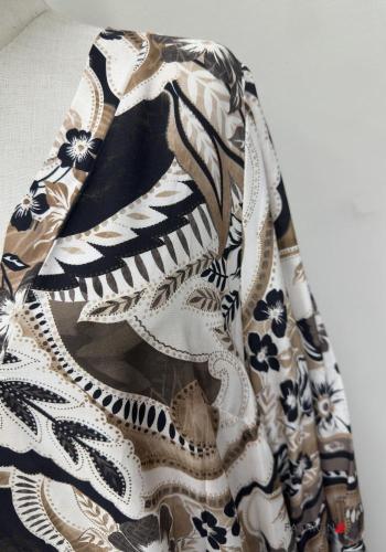 Abito oversize maniche lunghe Fantasia astratta scollo a V - ph 3