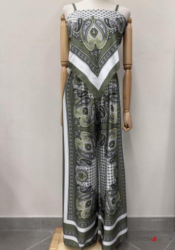 Coordinato asimmetrico regolabile wide leg Fantasia paisley con elastico - ph 3