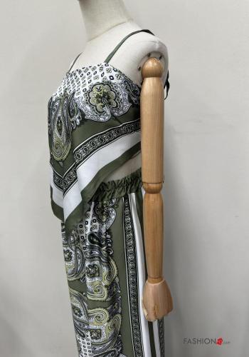 Coordinato asimmetrico regolabile wide leg Fantasia paisley con elastico - ph 7