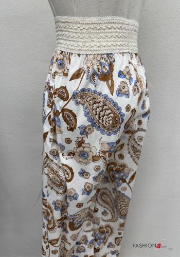 hoher Taille lange Hose aus Baumwolle mit gummizug - ph 3