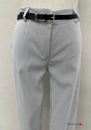 Streifenmuster Hose mit Gürtel mit Taschen - ph 2