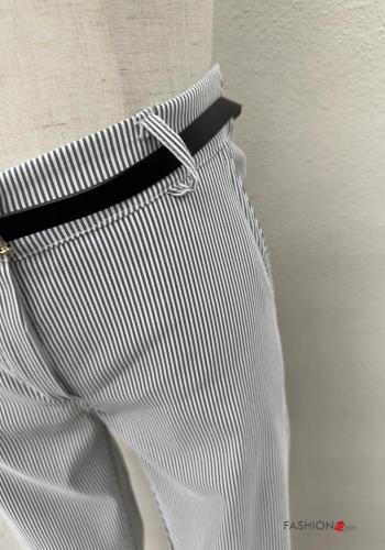 Streifenmuster Hose mit Gürtel mit Taschen - ph 3