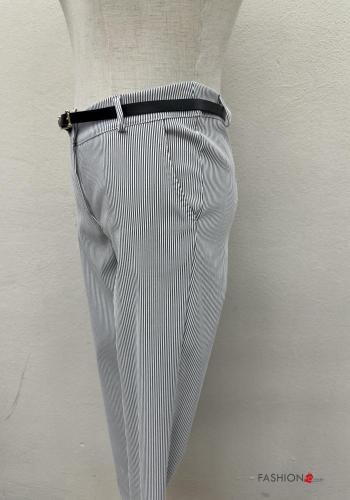 Streifenmuster Hose mit Gürtel mit Taschen - ph 4