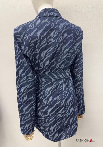 Giacca in Cotone maniche lunghe Fantasia camouflage con cintura scollo a V - ph 2