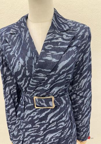 Giacca in Cotone maniche lunghe Fantasia camouflage con cintura scollo a V - ph 3